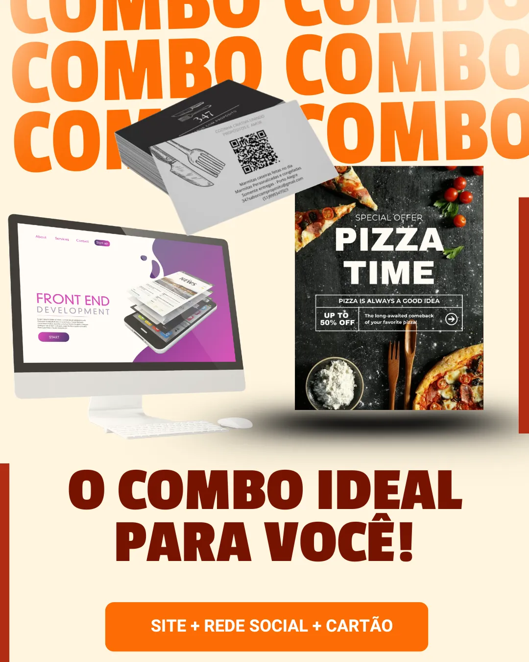 Combo site + cartão + arte para rede social 